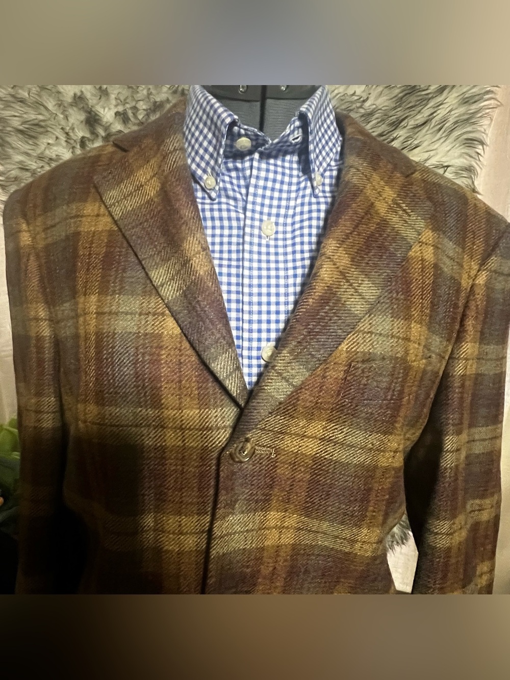 Pedelton Men's Brown Plaid Wool Blazer - Classic Tailored Jacket
